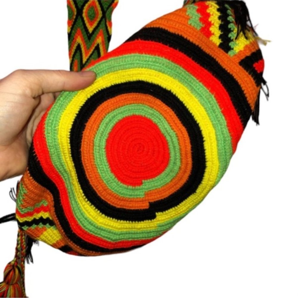 Guava Wayuu Colombian NEW orange green black Hand Woven Cross Body Bag … - Picture 5 of 5